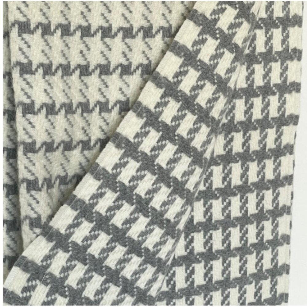 ARTZNL 100% Baby Alpaca Houndstooth Throw Blanket Large Soft Warm Luxury Gray - Picture 5 of 13